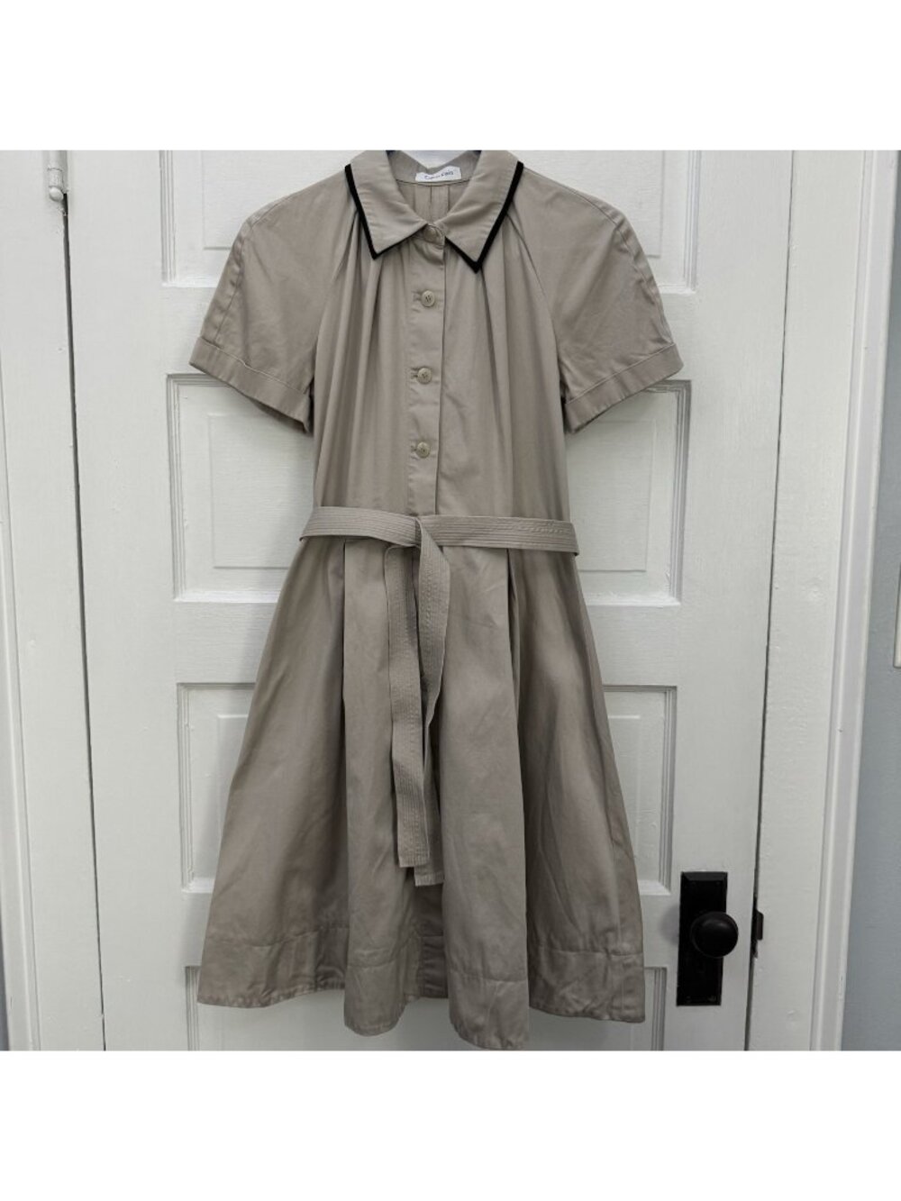 Calvin Klein Women’s XS Beige Cotton Belted Fit & Flare Shirtdress - Picture 1 of 12